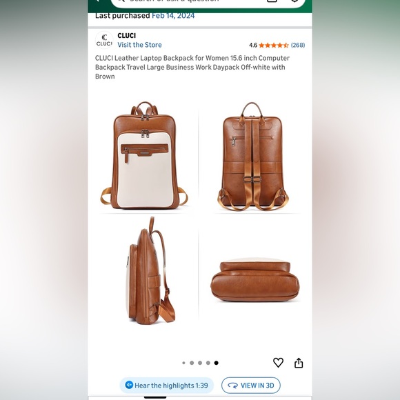 Elegant Brown and White Women's Backpack - Picture 4 of 16